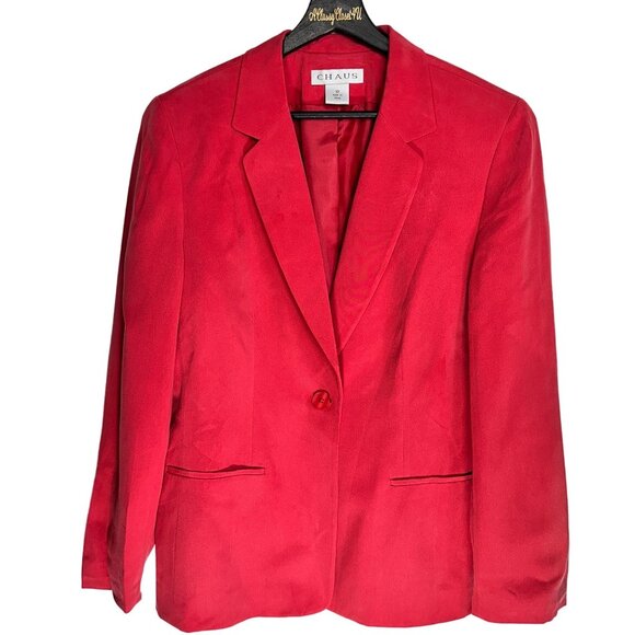 Chaus Pink Silk Blazer Size 12 Single-Button Closure Long Sleeves 12 - Picture 1 of 4
